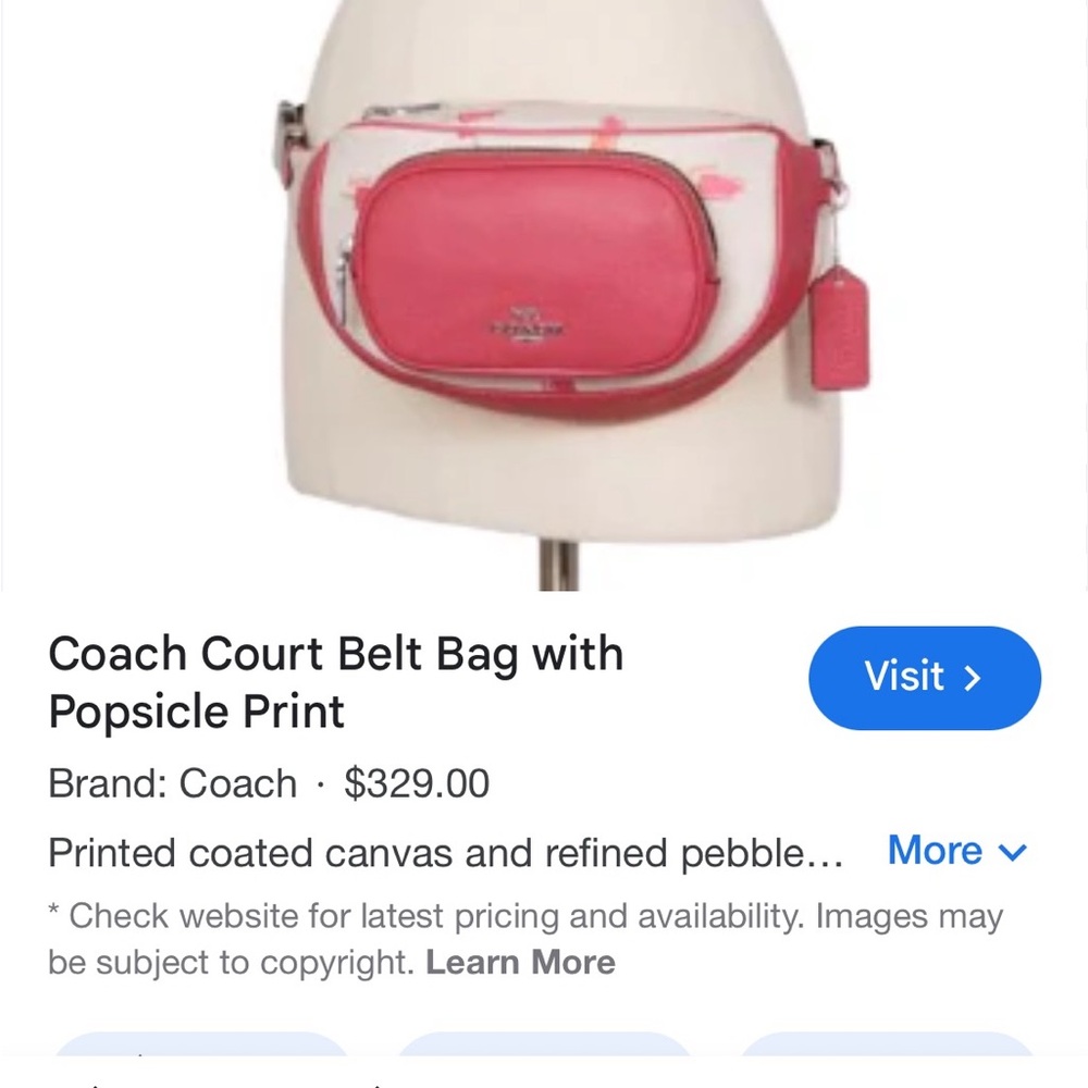 Coach popsicle Pink and white belt bag/ fanny pack - Picture 8 of 11